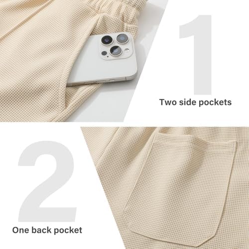 Herren Kurze Hosen Waffel Sommer Casual Shorts mit Taschen