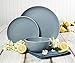 Gibson Home Rockaway Round Stoneware Dinnerware Set, Service for 4 (12pcs), Matte Blue
