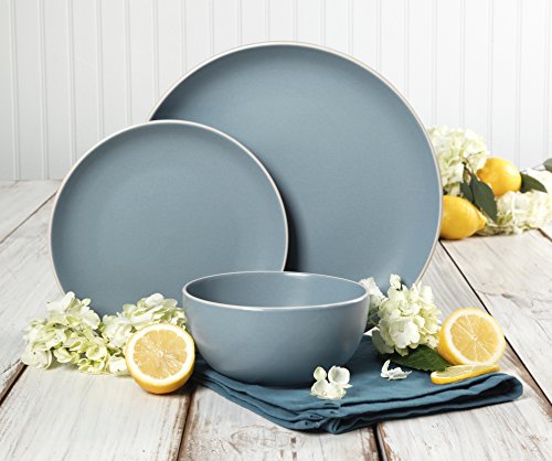 image for Gibson Home Rockaway 12-Piece Dinnerware Set Service for 4, Blue Matte