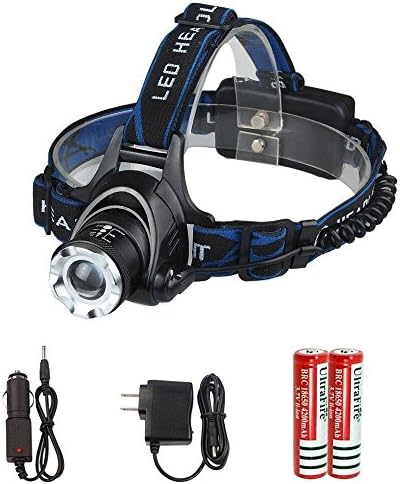 Aidisun 6000 Lumens Head Light Waterproof Led Headlamp Zoomable and Adjustable Made of Aluminum Alloy Headlight Rechargeable Suitable for Riding Biking Walking Hunting Fishing Working