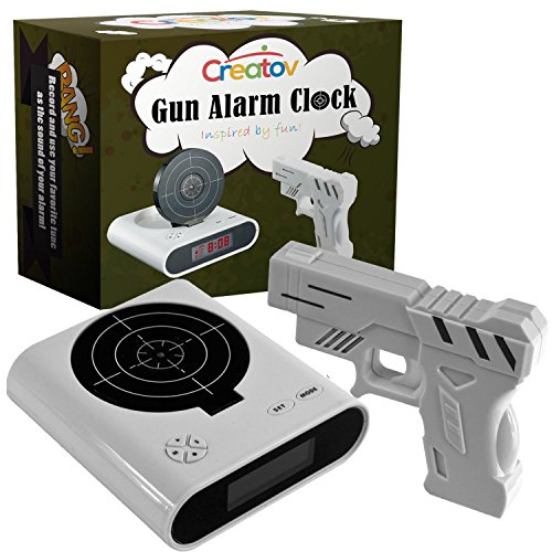 Target Alarm Clock With Gun, Infrared target and Realistic Sound Effects infrared 0.8 mw -White- By Creatov-No batteries included