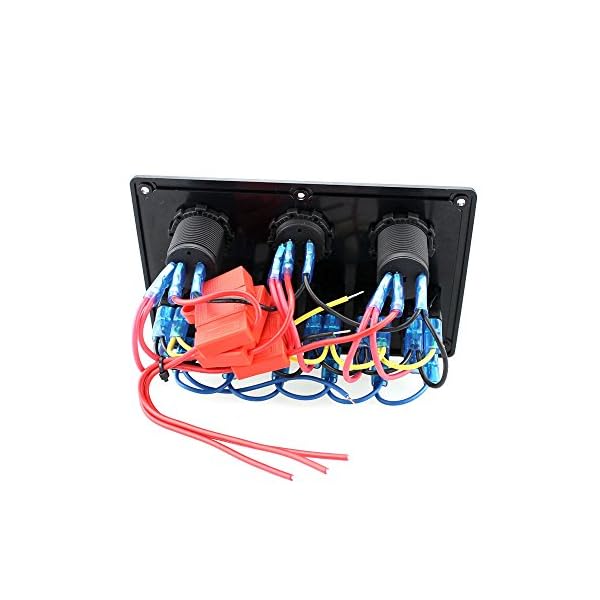 IZTOSS-Waterproof-6-Gang-LED-blue-Marine-Boat-on-off-Rocker-Switch-Panel-with-power-charger-12V-Voltmeter-and-42A-dual-USB-socket-for-Marine-Boat-Car-Rv-Vehicles-Truck