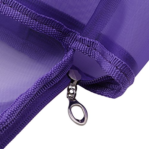 SOURBAN Knitting Bag Yarn Tote Organizer Case Storage Mesh with Zipper Closure Carrying Knitting Needles Crochet Hooks Sewing Accessories Holder,Purple