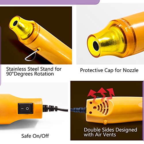 300W Heat Gun NODDWAY Portable Handheld Hot Air Gun, High-Temperature Bubble Buster Tools for Embossing, Heat Shrink, Making Epoxy Glitter Tumblers, Convex Powder Painting