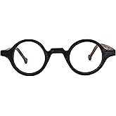 Zeelool Vintage Small Round Blue Light Blocking Glasses for Men Women Wood Grain Acetate Eyewear Arale FA0176