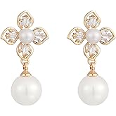 Black Vintage Pearl Drop Teardrop Chandelier Long Dangle Baroque Bohemian Earrings for Women in Gold