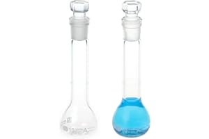 ALWSCI 10 ML Volumetric Measuring Flask Set NS10/13 Glass Stopper, Graduated, ASTM Class A Borosilicate Glass 3.3 for Laboratory, 2 PCS