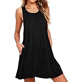 BISHUIGE Women's Summer Casual Dresses Sleeveless Round Neck Tank Dress Beach Cover Up for Bikini Swimwear Vacation