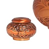 Mini Keepsake Urn • Miniature Funeral Cremation Urn fits Small Amount of Ashes • Copper Vines Model