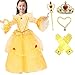Princess Belle Deluxe Yellow Party Dress Costume (7-8, Style 3)