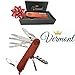 Swiss Army Style Pocket Knife 15-in-1 Wood Body by Vermont - Multi-tool Stainless Steel with Wood Body. Tactical, Survival, Hiking, Hunting, and Camping. Great Training Gifts for Boy Scouts.