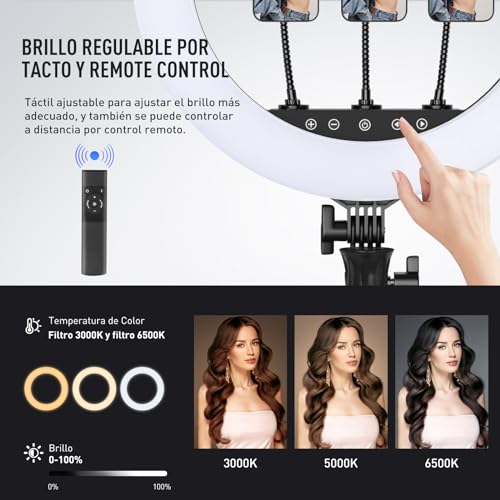 Professional Ring Light Ring with Tripod 18",Adjustable 45cm/3000-6500K Dimmable LED Ring Light with Microphone and Sound Card Holder,Photography for Hairdresser/Professional Camera/TikTok/Youtube