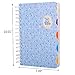 5 Subject Notebook，Wide Ruled Spiral Notebooks，A5 Travelers Notebook, Colored Dividers with Tabs, Cute Floral Notepad, Hardcover Journal Memo Planner for School Kids Girls Women, 5.7”×8.27”, 300 Pages