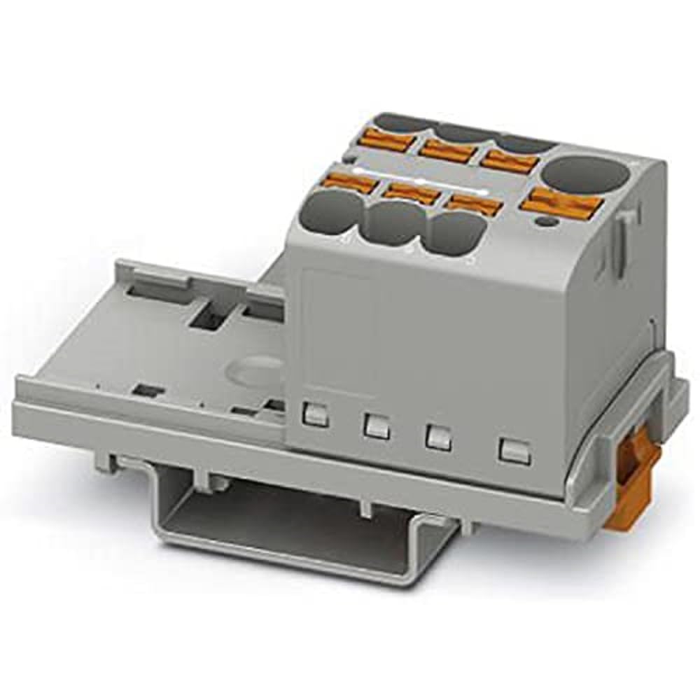 PHOENIX CONTACT PTFIX 10/6X4-NS35 GY Distribution Block 800 V 63 A Number of Connections 7 Cross Section 0.2 mm²-6 mm² AWG 24-10 Width 28.6 mm Grey