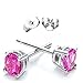 Cubic Zirconia Stud Earrings In Pink Simulated Diamond