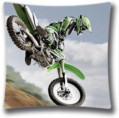 AM Kingdom Home Decor Cotton &amp; Polyester Throw Pillow Cushion Covers Bed and Couch Motocross Pillowcase 18" x 18" Inch (45x45 Cm)