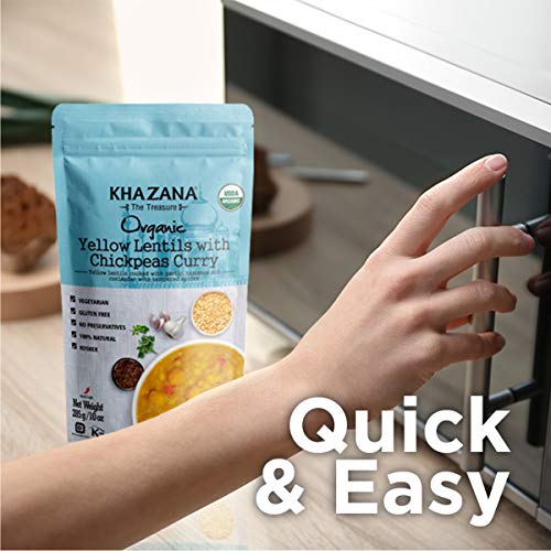 Khazana Organic Gourmet Indian Food - Ready to Eat Indian Dinner in 90 Seconds, Prepared Microwave Meals, Gluten Free, Non-GMO, Vegan, Kosher. 5 Pack Variety, 10oz