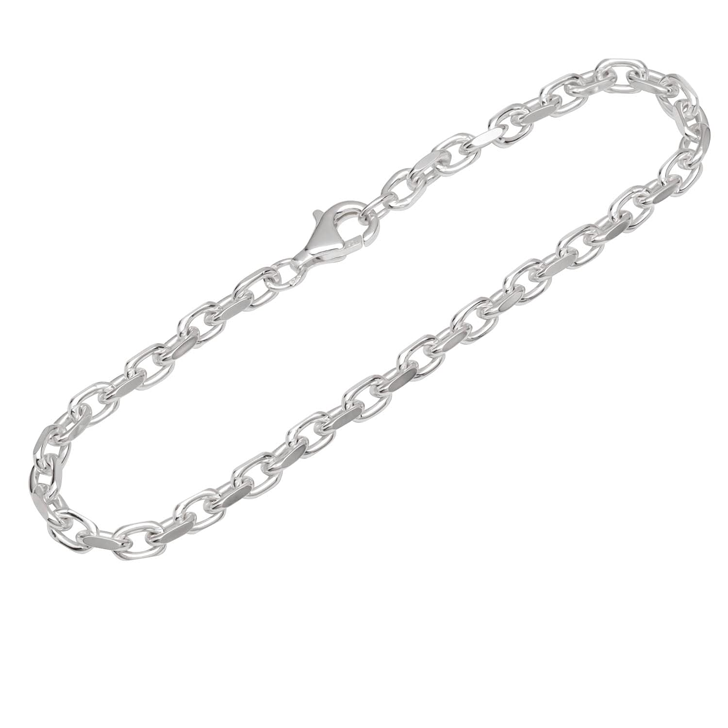 NKlaus bracelet 925 Sterling Silver 19cm anchorchain side diamond plated men bracelet 12429