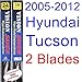 Vision Saver - Windshield Wiper Blade Set/Kit/Bundle for 2005-2015 Hyundai Tucson - Driver & Passenger Blades & Reminder Sticker