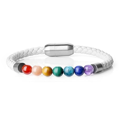 coai Damen Glücksarmband aus 7 Chakra und Lederarmband