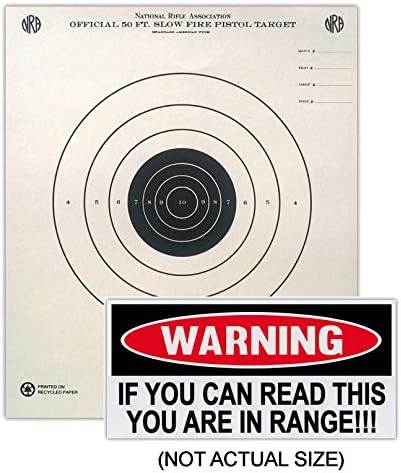 (25-Pack) American Target Company, NRA B-2 Official 50 FT Competition Targets, 10.5" x 12", National Rifle Association, Bundled With Free Warning Sticker (25 Targets, 1 Sticker)