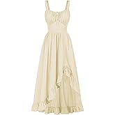 Scarlet Darkness Renaissance Dress Women Summer Corset Dress Flowy Sleeveless Milkmaid Vacation Sundress with Pockets