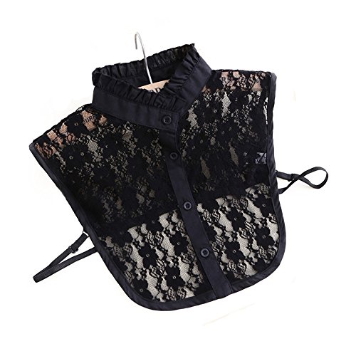 HZH Lady's Half-Shirt Detachable Fake Collar Lace Black Collars