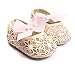 Kuner Baby Girls Lace Bow Pattern Soft Sole Princess Shoes First Walkers Shoes (12cm(6-12months) Golden)