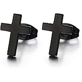 Unisex Men Cross Earrings of Stainless Steel, Gothic Biker, 2 Pcs