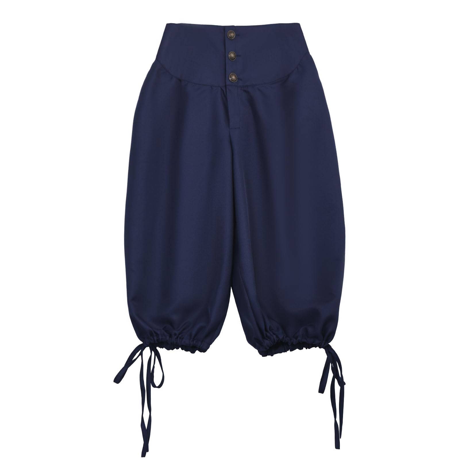 BPURB Men's Renaissance Colonial Pants Medieval Viking Trousers Pirate Cosplay Costume Lace up Shorts Navy Blue