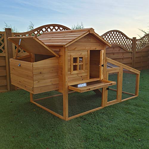 FeelGoodUK Hühnerstall mit Dach zum vollständigen Ãffnen und Reinigungseinsatz, innovativer SchlieÃmechanismus (NCH10 L naturfarbe, 175 x 95 x 120 cm) – Bild 5