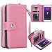 iPhone 7 Plus Case, Pasonomi Magnetic Detachable Removable Wallet Zipper PU Leather Folio Flip Carrying Case with Strap and Credit Card Slot for iPhone 7 Plus (Pink)