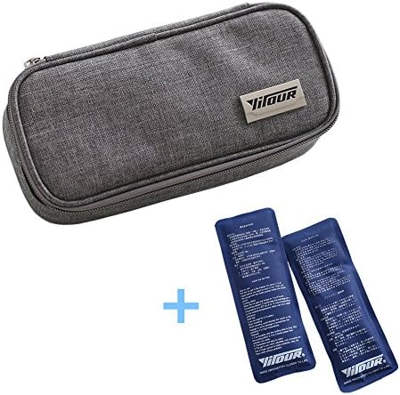 Portable Insulin Cooler Bag - Bemaxy Oxford Fabric Medical Travel Cooler Bag with 2 Ice Packs for Diabetics Medication Cool (Gray)
