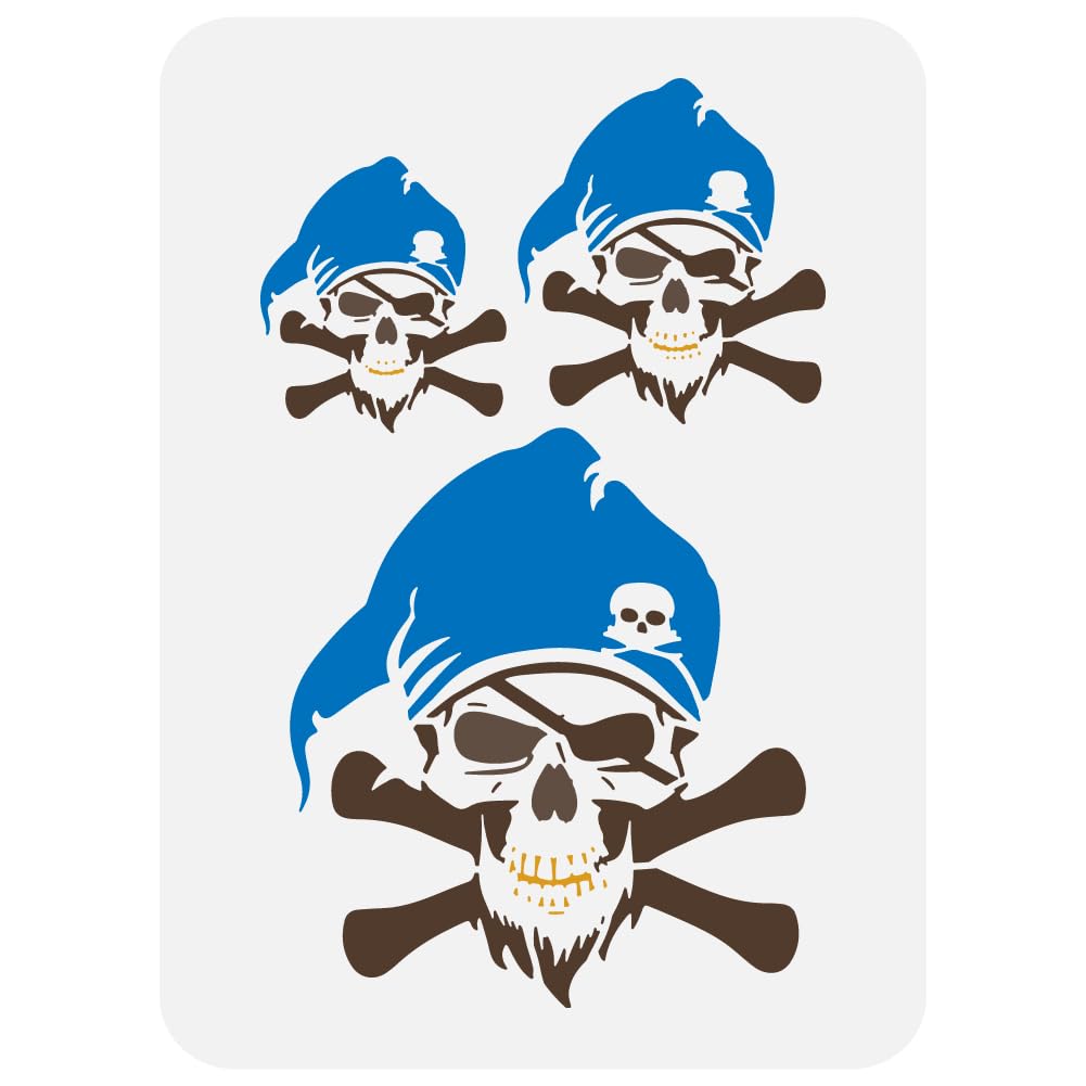 FINGERINSPIRE Pirate Skull Stencils 21x29.7cm Different Sizes Skull Pattern Stencils Reusable Skull Crossbones Stencil Skeleton Theme Stencil for Painting on Wall Wood Canvas Fabric Floor Furniture