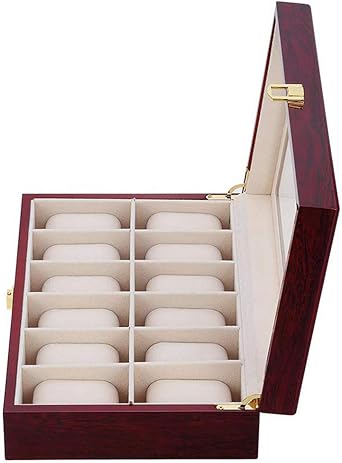 Herren-Holz-Uhr-Kasten 2 3 5 12 Grid-Uhr-Aufbewahrungsbehälter