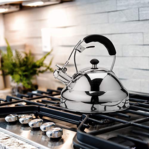Vita Saggia Whistling Tea Kettle for Stove Top - Capsule Bottom Stainless Steel Water Boiler Kettle with Stay-Cool Ergonomic Handle Constructed for Faster Boiling and Heat Retention (12 Cup Capacity) - Thumbnail 7