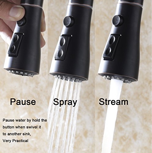New Kitchen Faucet Oil Rubbed Bronze with Pull out and Pull Down Sprayer Delle Rosa Single High Handle Located Pre-rinse Kitchen Sink Faucet - Thumbnail 4