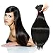 FASHION QUEEN Human Hair Bundles Straight Bundles Human Hair Straight Hair Bundles 3 Brazilian Hair Bundles (18”20”22” Inch) 100% Unprocessed Remy Virgin Natural Black Color 90-100g Each Bundle