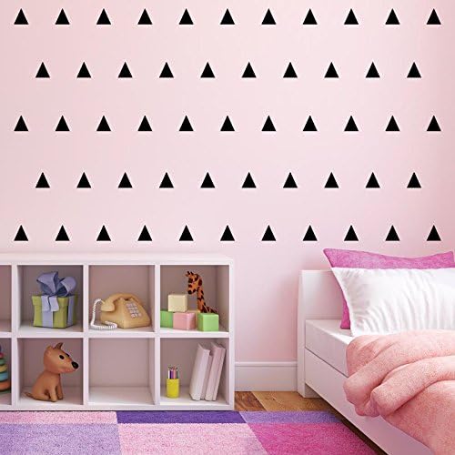 (90) 2" Triangle Vinyl Wall Art Decals - Black peel and stick triangle pattern stickers - Removable decals for home decor, nursery, walls, and mirrors