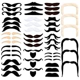 Whaline 48 Pack Novelty Fake Mustaches Self Adhesive Halloween Christmas Mustache Set