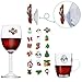 18 Pieces Christmas Wine Glass Charms Cocktail Drink Markers with Suction Cup Cocktail Charms for Christmas Party Supplies
