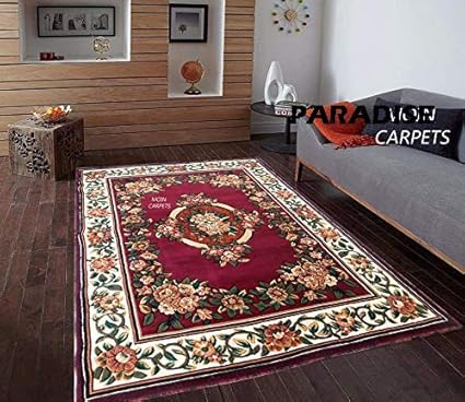 Paradise Carpet Creation Floral Persian Carpet (Burgundy, Acrylic, 9 X 12 Feet)