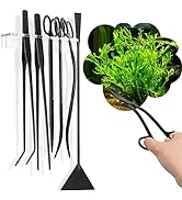 NEPTONION 7 in 1 Aquascaping Tool Kit with Acrylic Storage Rack, Black Steel Aquatic Landscaping ...