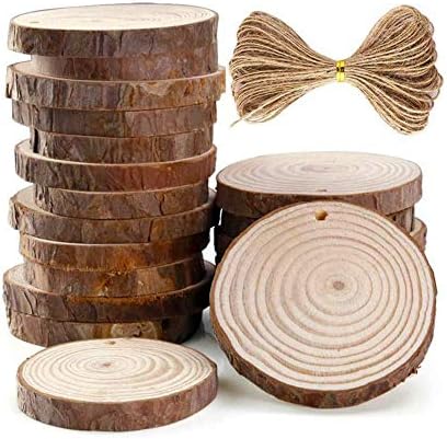 Shirylzee Wood Slices Natural Wood Discs 30Pcs Wood Log 6-7cm Handmade DIY Craft Wood Kit for Coasters Wedding Decorations Christmas Ornaments