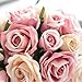 CQURE Artificial Flowers, FakeFlowers Silk Plastic Artificial Roses 9 Heads Bridal Wedding Bouquet for Home Garden Party Wedding Decoration (Pink Champagne×2)