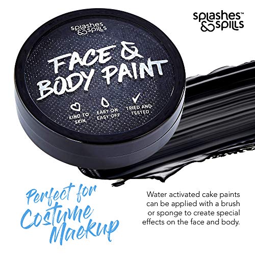 Water Activated Face and Body Paint - Black, 18g Cake Tub - Pretend Costume and Dress Up Makeup by Splashes & Spills - Thumbnail 3
