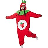 Supodon Fruits Costume Adults Onesies Unisex Pajamas Cosplay Fruits Plush Halloween Jumpsuit for Men Women