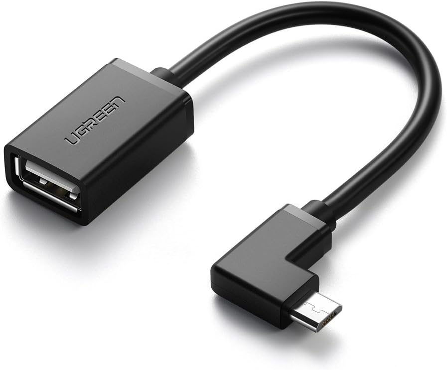 UGREEN Micro USB 2.0 OTG Cable Right Angle On The Go Adapter 90 Degree Micro USB Male to USB Female Host Cord for Samsung S7 S6, Android Windows Smartphones Tablets, USB Drives Keyboard Mice 6 Inch
