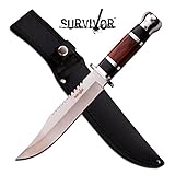 12" Wood Hunting Survival Skinning Fixed Blade Knife Full Tang Army Bowie