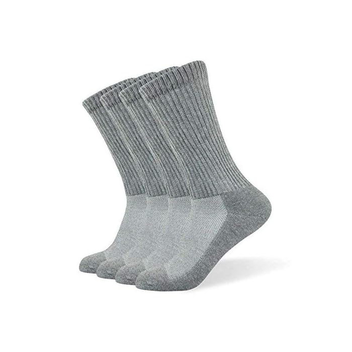 Well Knitting Loose Men's Diabetic Crew Socks,Non-Binding Top,Seamless Toe,Semi Cushion,Breathable Soft Coolmax Socks 4…